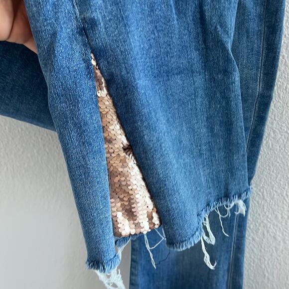 7 For All Mankind Luxe Vintage High Waist Slim Kick Sequined Jeans 27 - Picture 5 of 9